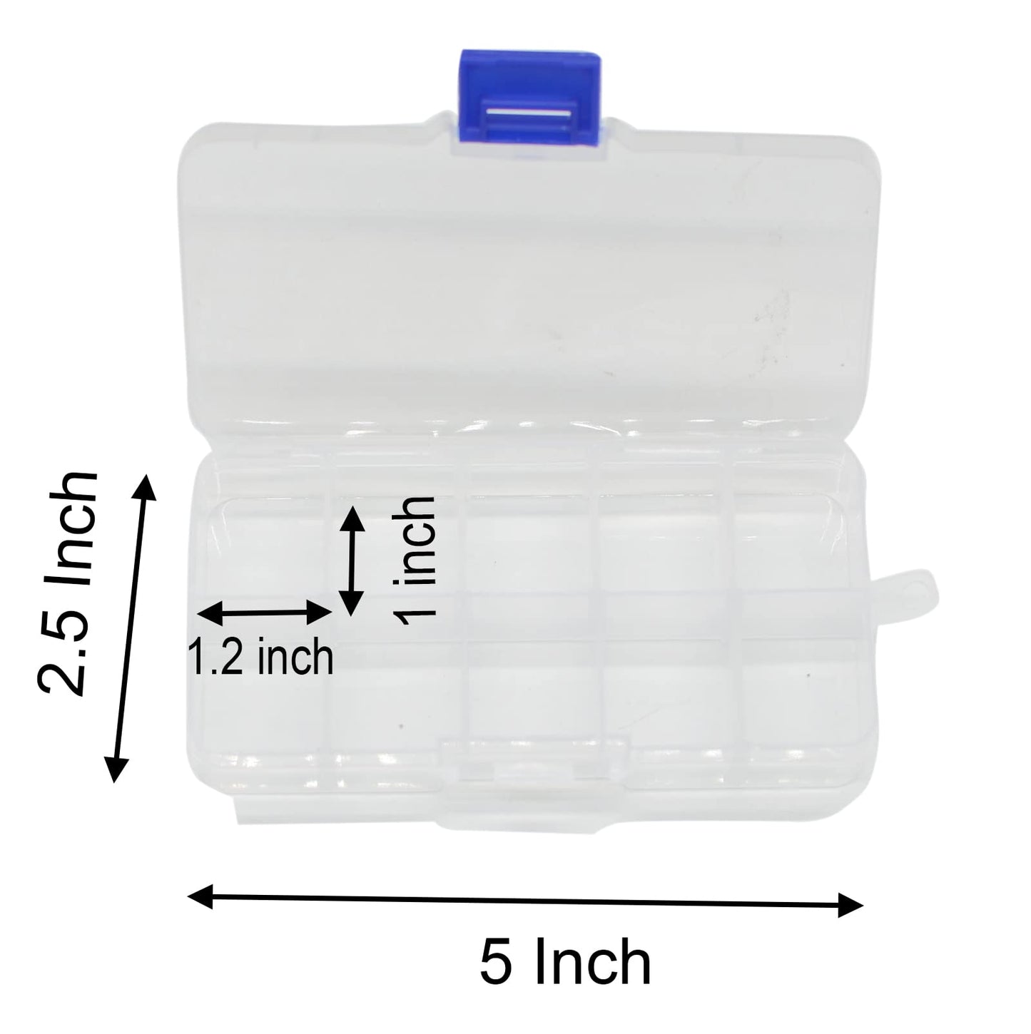 Yansanido 4 Pcs 10 Grids 5 Inch x 2.5 Inch Adjustable Small Removable Clear Plastic Jewelry Organizer Divider Storage Box Jewelry Earring Tool Containers (White (10-Grid) 4pcs)