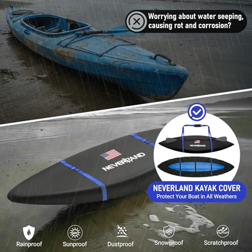 Waterproof Kayak Cover for 9.3-10.5 ft Kayaks - Black, Heavy-Duty Outdoor Storage