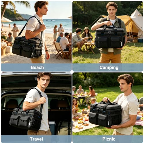 Large Insulated Collapsible Cooler Bag 48 Can Capacity with Leakproof Design
