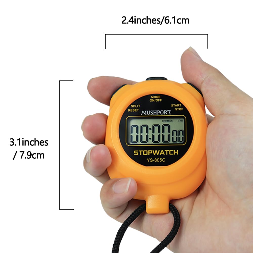 2 Pack Digital Sport Stopwatch Timer for Coaches, ON/Off Countdown Large Display Simple Stop Watch for Sports PE Teacher Coaches Referees, Orange