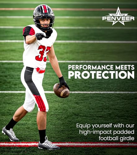 Youth Football Girdle with Cup Pocket & 7 Pads - Black Small