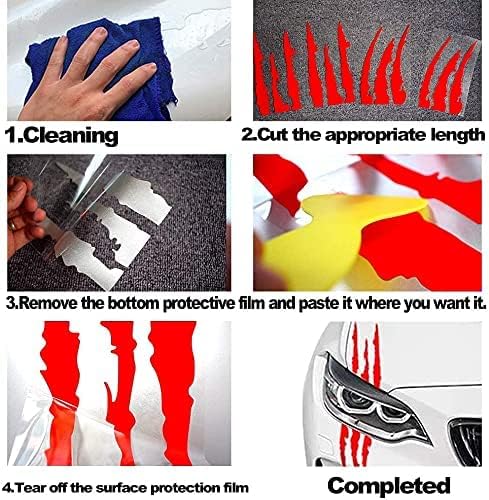 Car Reflective Monster Claw Scratch Marks Bumper Decal - Waterproof Red