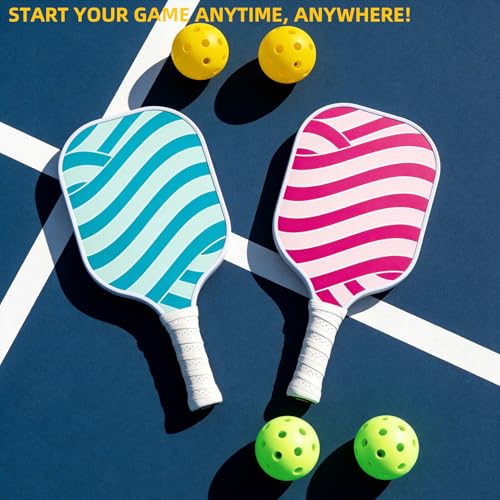 Lightweight Pickleball Paddles Set of 4 for Beginners with Balls & Backpack