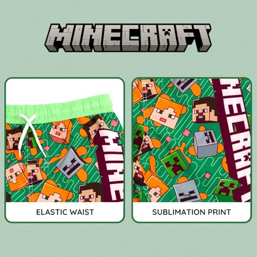 Minecraft UPF 50+ Swim Trunks Bathing Suit Toddler to Big Kid Sizes (4T - 18-20)