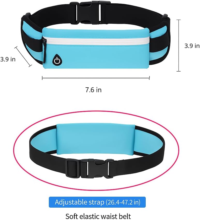 2-Pack Waterproof Running Belts – No-Bounce, Adjustable Waist Packs with 3 Pockets & Reflective Strips – Slim Fanny Packs for All Phones, Men & Women – for Running, Travel & Hiking
