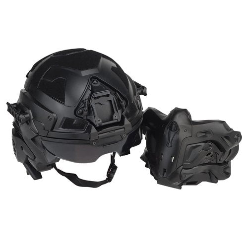 Tactical Airsoft Paintball Helmet, Full-Covered Face Protective Helmet, with HD Earphone, Visor, Anti-Fog Fan and Night Vision Device Bracket, for Halloween OutdoorCS Cosplay