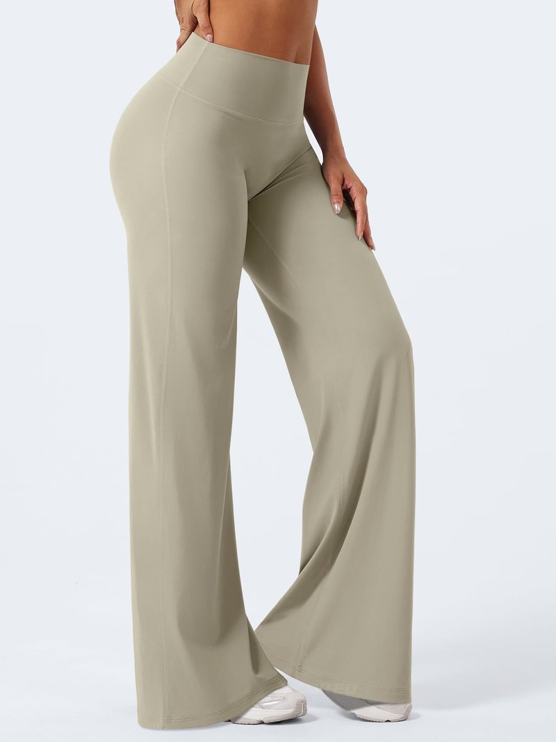 YEOREO Workout Leggings Womens No Front Seam Straight Leggings 35" High Waist Buttery Eddiy Gym Yoga Pants Light Sand L