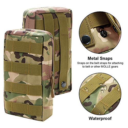 Combo Tactical Molle Pouch Set with Water Bottle Holder - Black+Pink