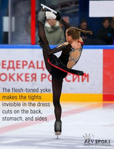 Women Mesh Ice Skating Tights with Seam for Figure Skates - Durable & Thin
