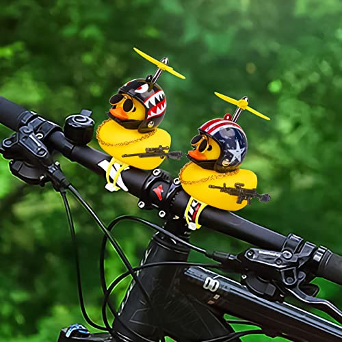 2Pcs Rubber Duck Car & Bicycle Decorations - Squeeze & Fun Dashboard Ornaments