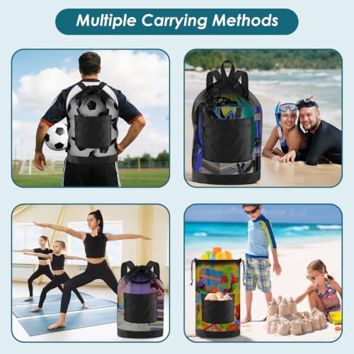Black 23x35 Inch Soccer Ball Bag with Double Shoulder Straps and Large Capacity
