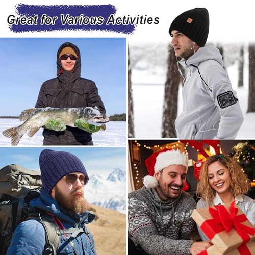 FZ FANTASTIC ZONE Mens Winter Beanie Hats for Men Warm Ribbed Knit Hat Ski Snow Skull Caps with Fleece Lined Mens Gifts