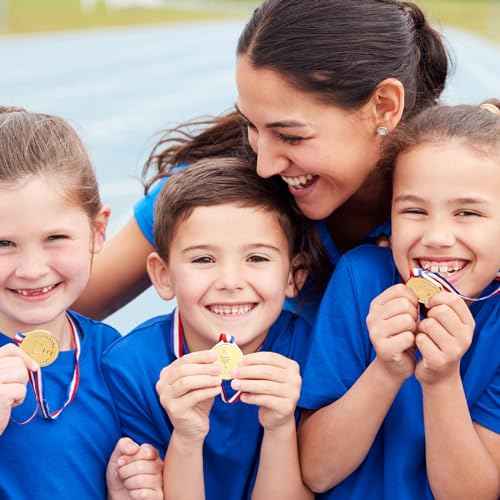 Caydo Gold Medals for Kids Medals for Awards Plastic Winner Award Medals for Kids(24PCS/100PCS)