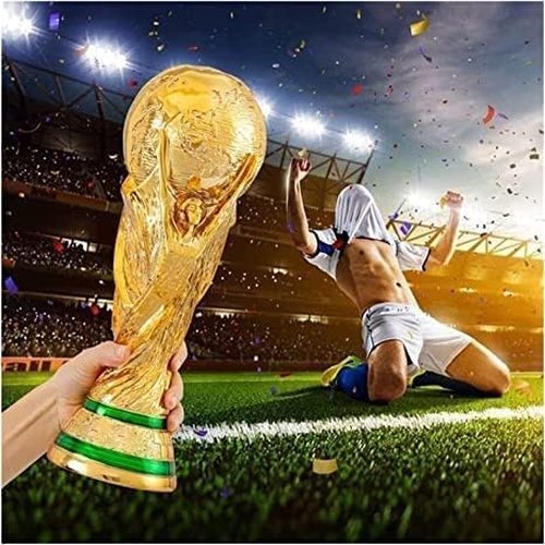 World Cup Trophy Replica, Gold Resin World Cup Trophy, Soccer Collectible Fan for Sports Fan, Desktop & Office Decor (10.6in)