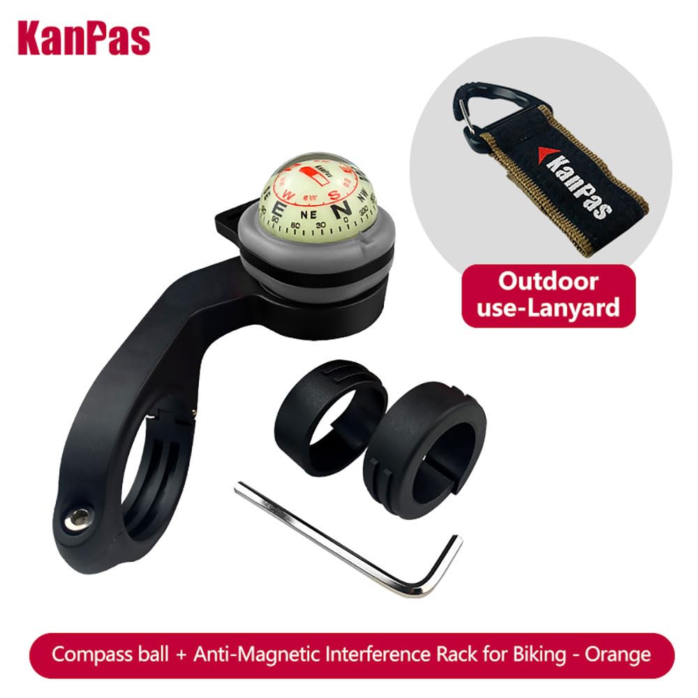 KanPas CAB-30L Luminous Detachable Compass Ball for Bicycle Motorcycle and Hiking (Grey + Long Rack)