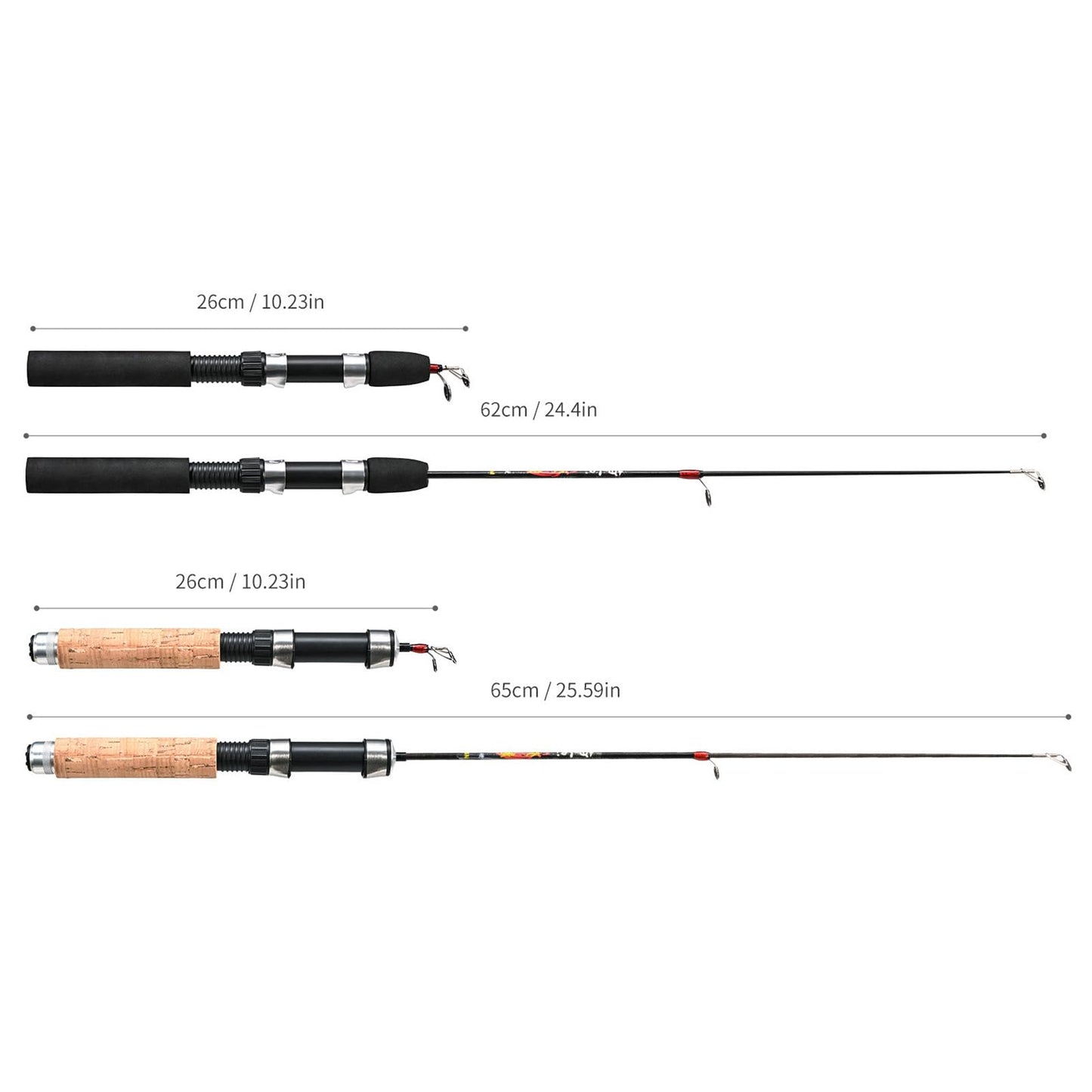 1 Set Fishing Rod with Fishing Reel Short Portable Winter Outdoor Ice