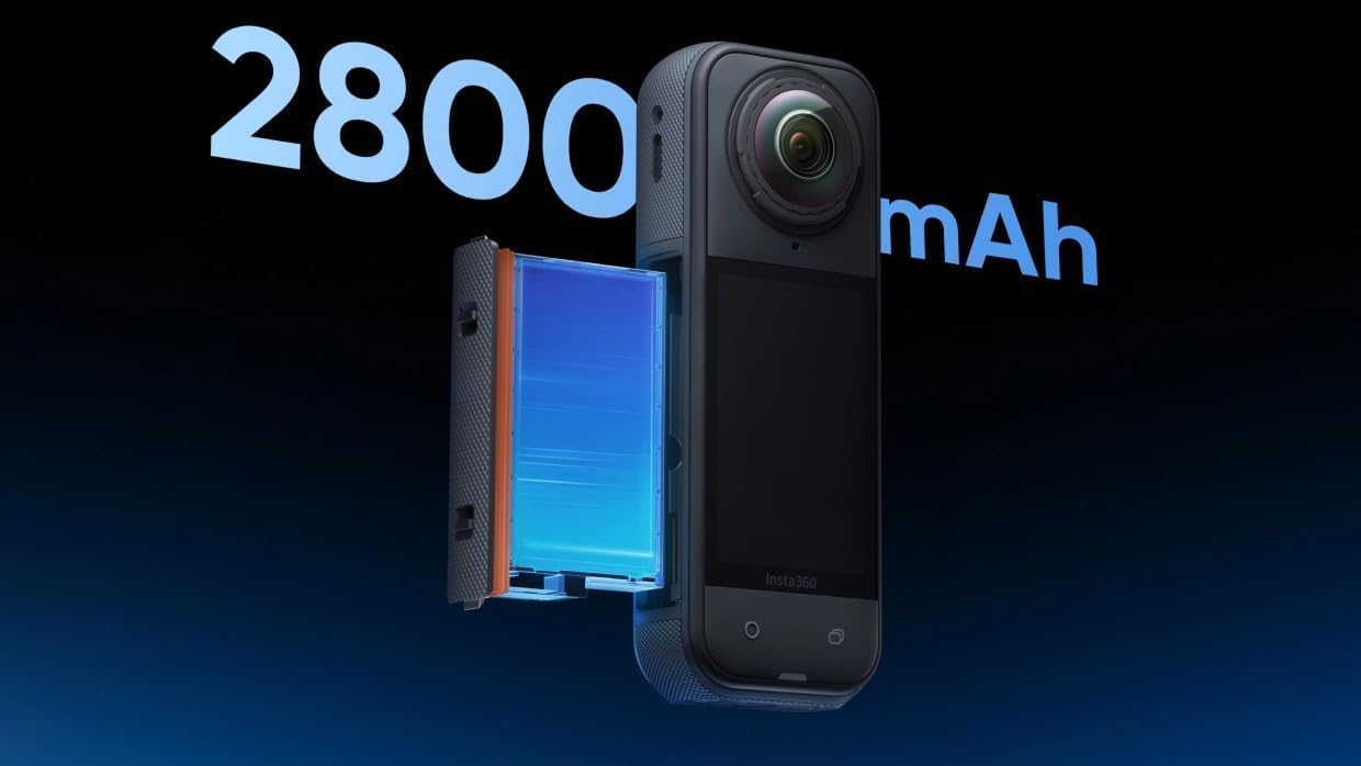 Insta360 X5 - Waterproof 360 Action Camera with 1/1.28" Sensors, 8K 360 HDR Video, 72MP Photo, 4K60fps Single-Lens, Enhanced Low Light Performance, User-Replaceable Upgraded Lenses, 2.5" Touchscreen