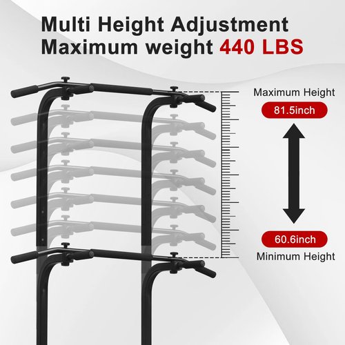 Multifunctional Power Tower & Pull Up Bar with Adjustable Height Dip Station - Foldable Bench Home Gym Equipment for Full-Body Strength Training