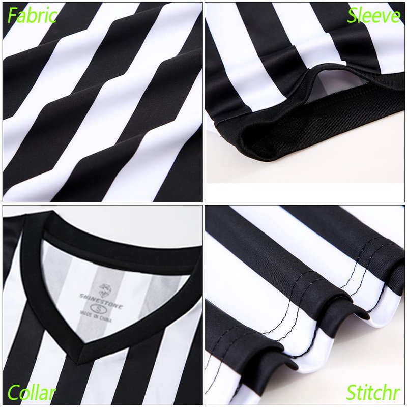 Shinestone Referee Shirt, Referee Costume Shirt for Womens and Mens, V Neck Referee Umpire Shirt Jersey for Football, Soccer and Sports for Christmas (X-Large)