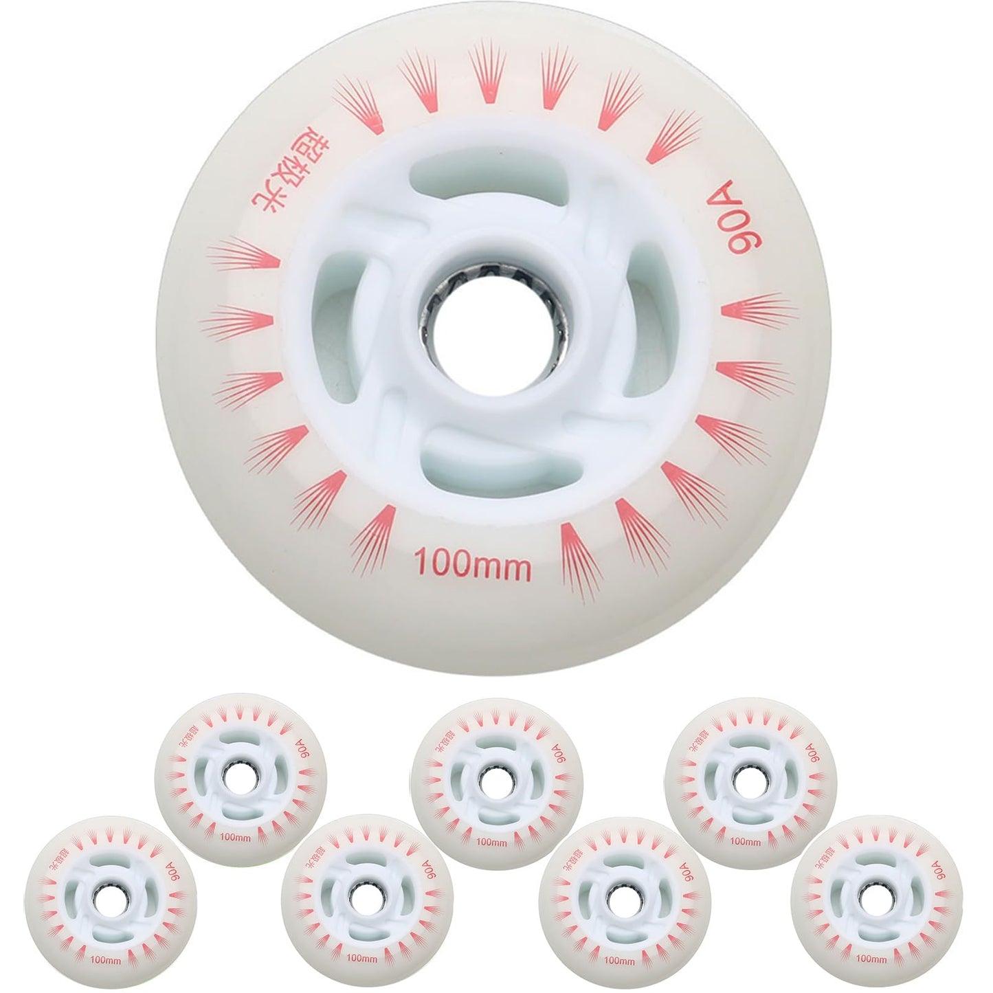 JCCHT Light Up Inline Skate Wheels 90mm, 100mm, 110mm 8Pcs LED Flashing Roller Wheels 90A PU for Indoor/Outdoor Scooter Replacement,Red Light,110mm