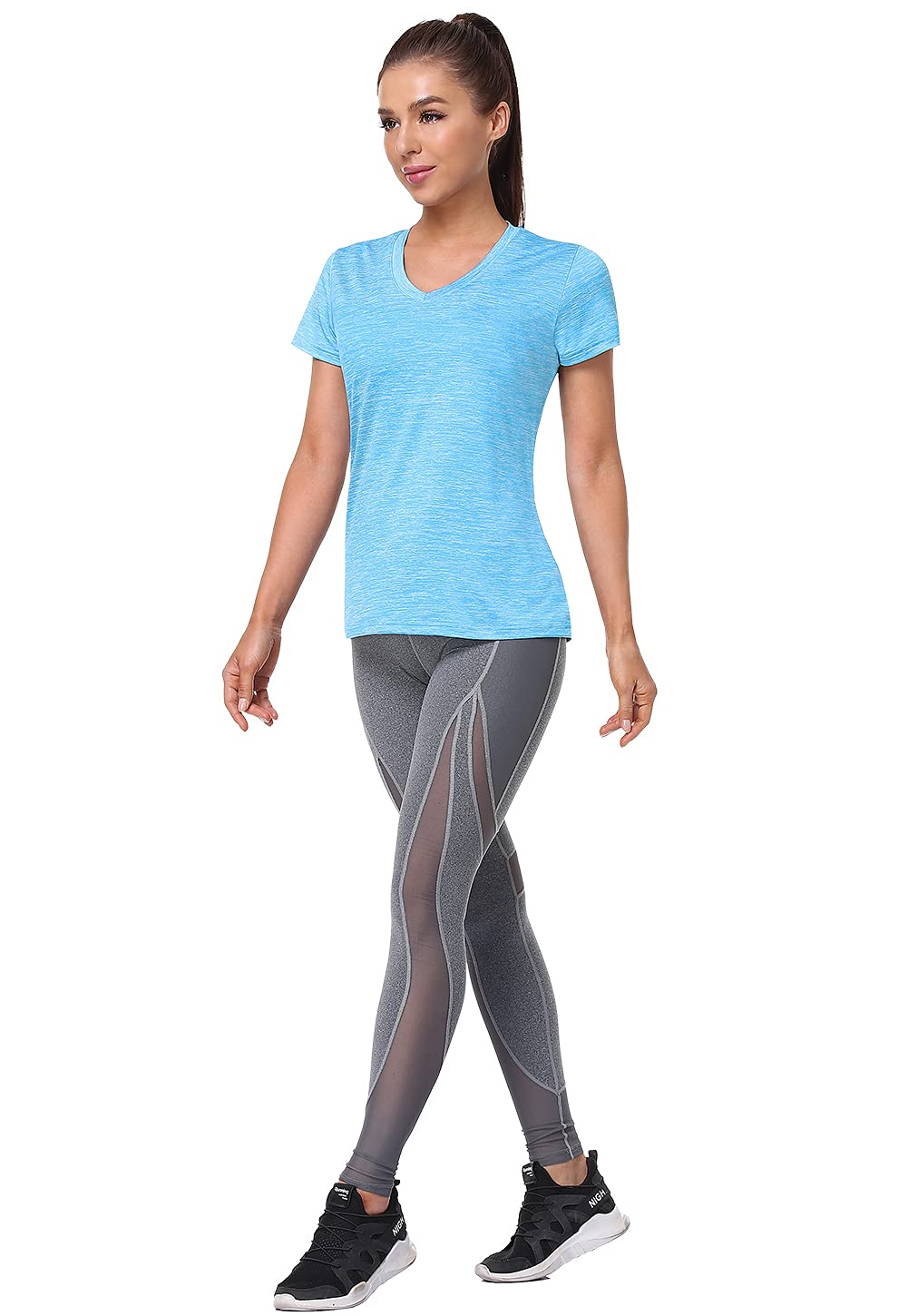 Cosy Pyro Women Short Sleeve V-Neck Athletic T-Shirt Exercise Tees Set 8 S