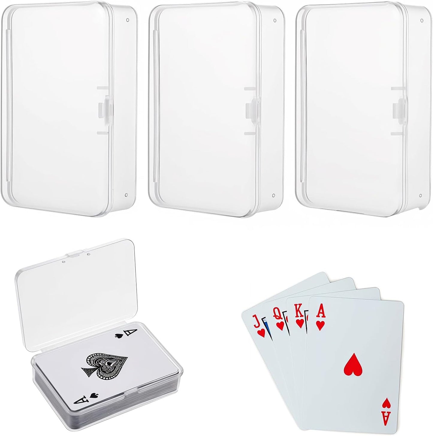 3 Pcs Playing Card Case Box 3.6 x 2.51 Inch Deck of Cards Case Blank Plastic Boxes Clear Game Storage Box Holder for Bank, Business, Game