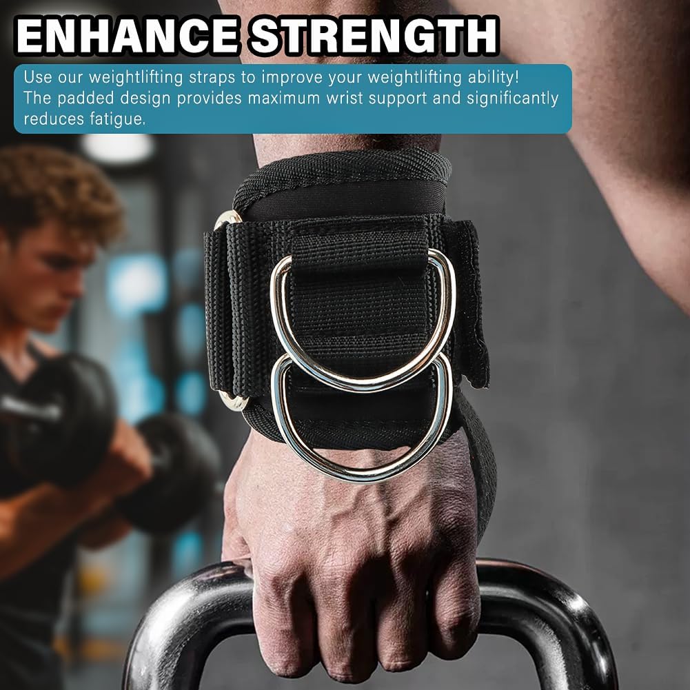 2pcs Weight Lifting Straps with D Ring 13" Long Wrist Straps for Weightlifting Deadlift Strap Heavy Duty Lifting Wrist Strap for Cable Machines