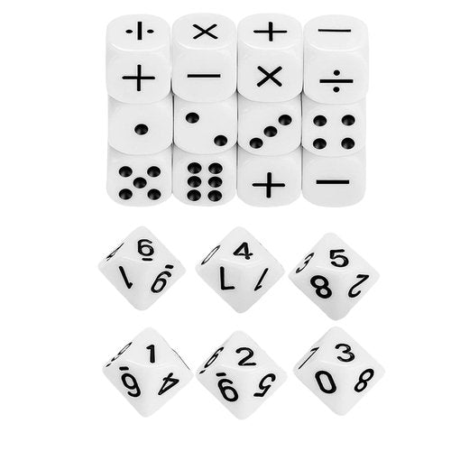 Fuhiueos 18Pcs/Set 16mm Addition Subtraction Symbol Dices Kids Mathematical Assistant Props Sculpture Educational Dices