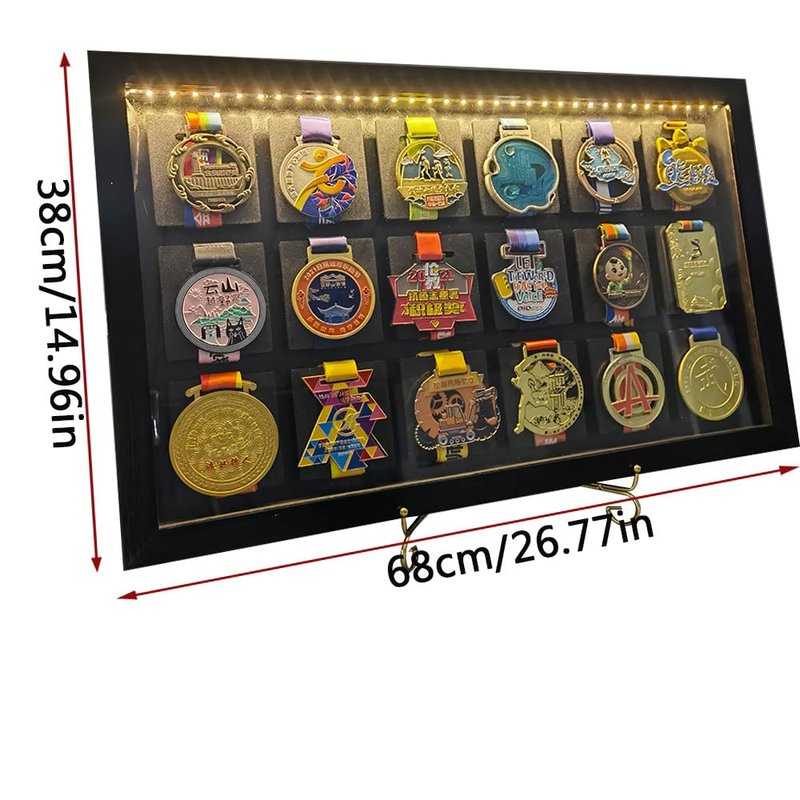 Medal Shadow Box- Military Medal Display case- Badge Display case 3D Medal Box Photo Frame, Runner, Marathon, Race Champion, Football, Gymnastics and All Sports Medals Medal Badges