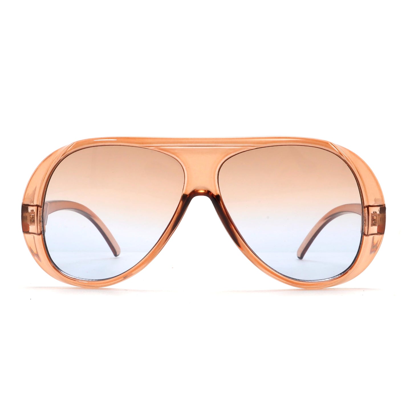 TYA Trendy Aviator Sunglasses for Women Men, Retro 70s Sun Glasses, Oversized glasses UV400 Blue Gradient Brown