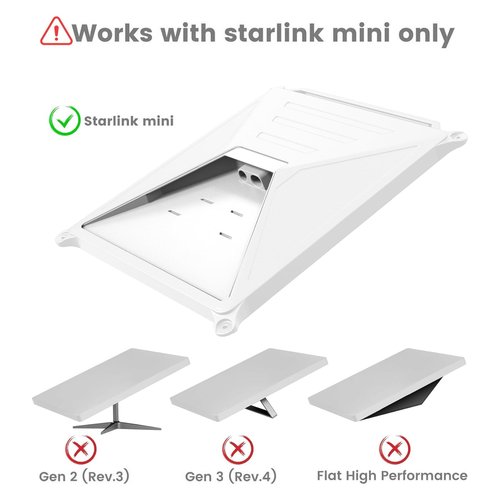 Starlink Mini Protective Cover & Hard Case with 4 Suction Cups + 2 Carabiners - Shockproof Silicone Cover for Star Link Mini, Waterproof Lightweight Travel Accessories (White)