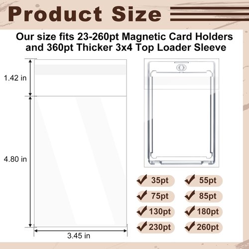 AmazingSpark 300 Resealable Team Bags, 3 x 4 Poly Bags Sleeves Thicker 360 Pt and 23-260 Pt Magnetic Card Sleeves