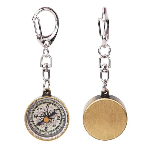 Keychain Compass, Pack of 2 Vintage Style Zinc Alloy Pocket Compass Navigation Tool for Outdoor Camping Hiking