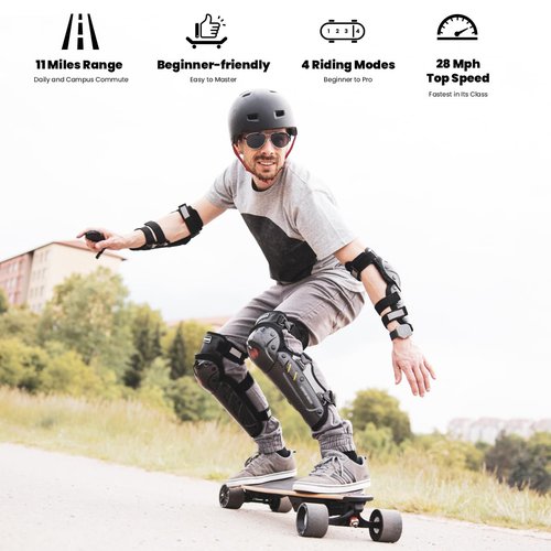 MEEPO Campus V5 Series/Envy Electric Skateboard with Remote, Top Speed Up to 29 Mph, 4 Speed Smooth Braking, Easy Carry Handle Design, Suitable for Adults & Teens