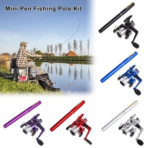 Pocket Size Fishing Rod, Aluminum Alloy Fishing Rod, Mini Fishing Rod Reel Combo,Telescopic Lightweight Aluminum Alloy Freshwater River Lake Reservoir Saltwater Gift for Man (Red)