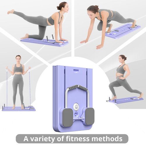 JANUA Pilates Board - Pilates Reformer Set, Multi-Purpose Foldable Pilates Reformer Board for Home, 5 in 1 Pilates Sliding Board (Purple)
