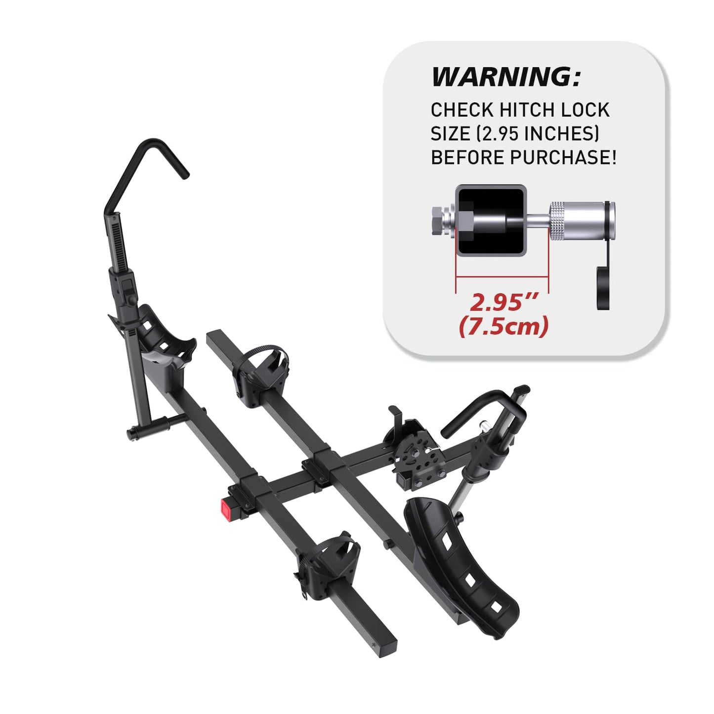 CRINDAR E-Bike Rack for 2 Bikes, 200lbs Heavy Duty Hitch Mount Bike Rack, No Frame Contact Bike Carrier for Car SUV Truck, Tilting & Folding, Up to 4.7" Fat Tire E-Bikes, 2" Receiver, Black
