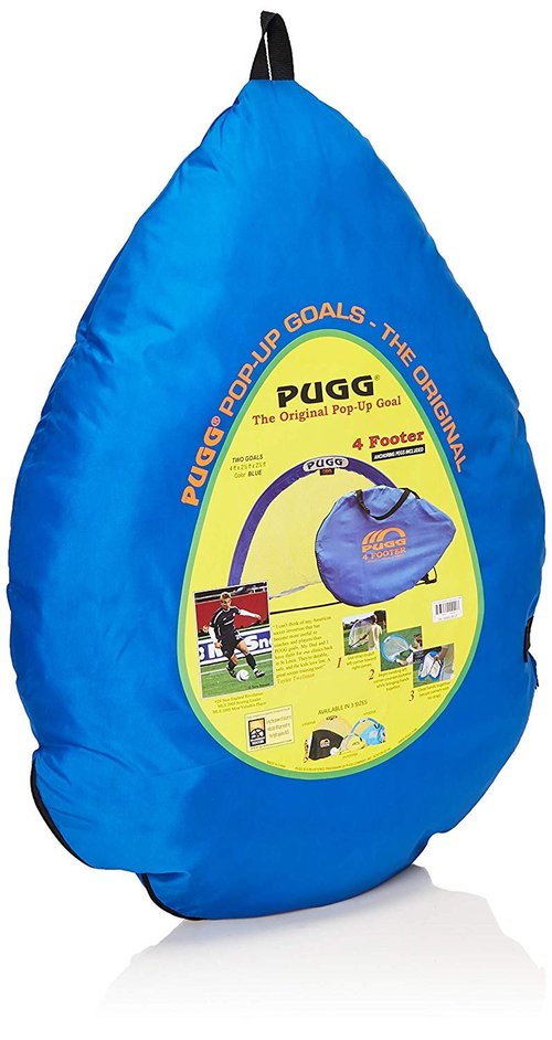 PUGG 4 Foot Pop Up Soccer Goal, Portable Training Football Knitted Poly Net Equipment, The Original Pickup Game Goal, Includes Two Goals & Bag