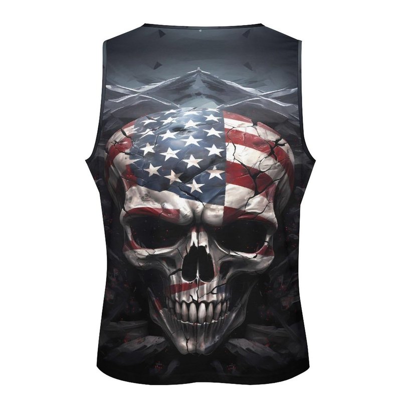 ZOCANIA Men's Skull Tank Tops Undershirts Summer Cool Big and Tall T-Shirt 3D Printed Cool Novelty American Flag Graphic Sleeveless Cotton Athletic Loose Fit Shirts 4XL