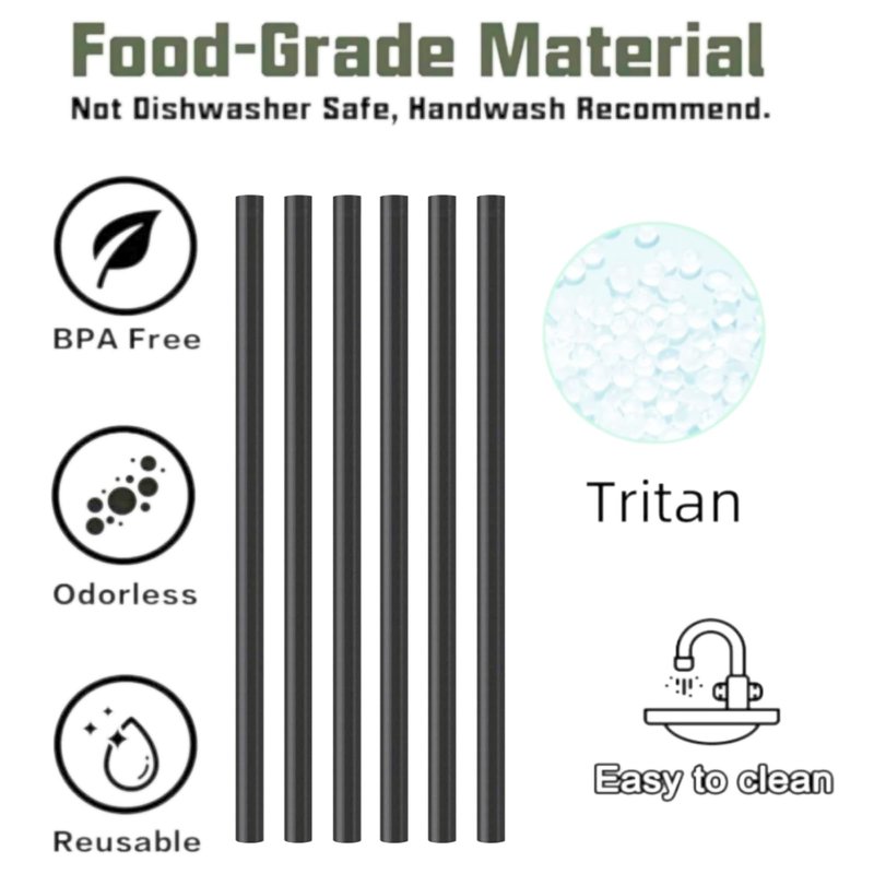 6PCS Replacement Straws for Owala Water Bottle 24 oz 32 oz, Reusable Plastic Food Grade Drinking Straws with Cleaning Brush Compatible for Owala Cup 24oz 32oz Tumbler Accessories (Black, 24oz/32oz)