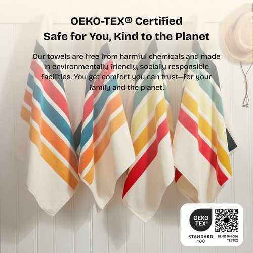 Loon & Lake Luxury Beach Towels Set of 2 - Retro Stripes | 2 Pack 30" x 60" | Crafted from 100% Combed Cotton | Ultra Plush & Super Soft | Retro Collection 1969