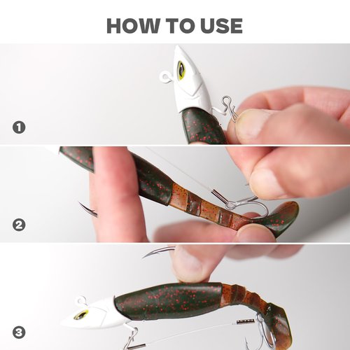 12PCS Stinger Hooks for Jig Heads - Quick-Snap #6/#8 Trailer Treble Hooks, 10#/40lbs fluorocarbon - Walleye, Bass