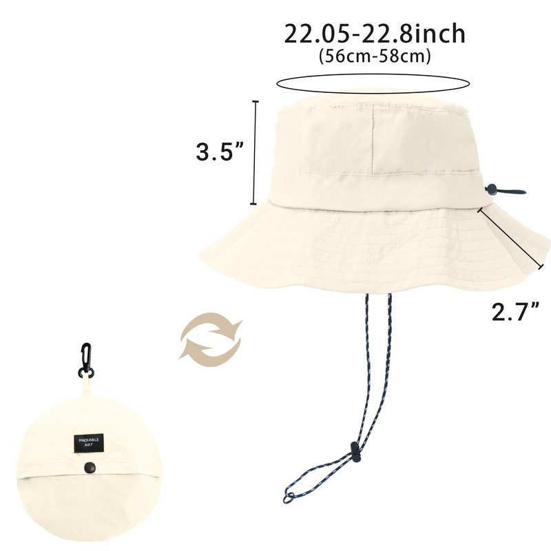 PFFY Packable Sun Bucket Hat for Women Outdoor UV Protection Sun Hats Waterproof Lightweight Hiking Outdoor Cap Blue