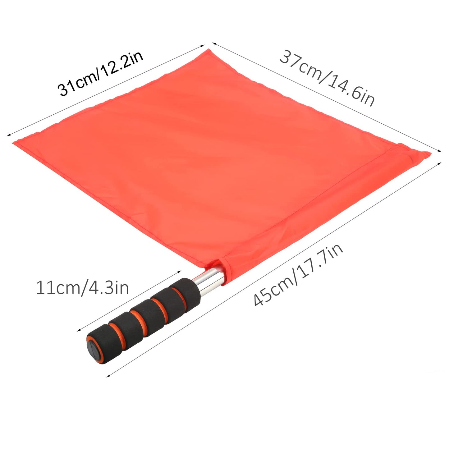 2Pcs Sports Referee Flag, Stainless Steel Hand Flag Red Signals Flag Sponge Handle Special Patrol Sports Linesman Flags, Official Performance Flag for Football Soccer Volleyball Tracks Sports (Red)