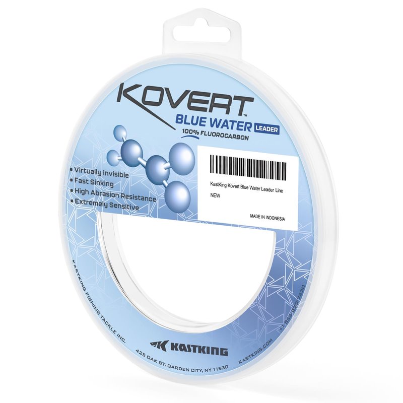 KastKing Kovert Blue Water 100% Fluorocarbon Leader Fishing Line, 50LB, 50Yds