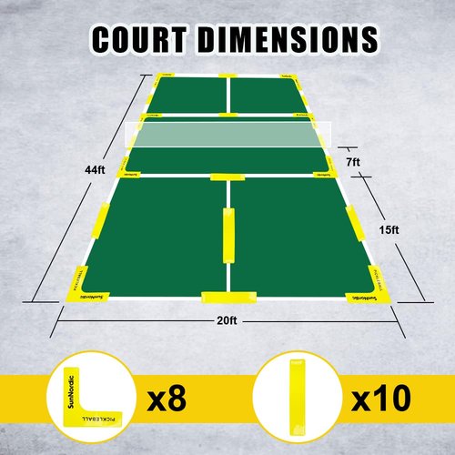 SunNordic Pickleball Court Marker Kit, Official Size Pickleball Court Lines Set with Drawstring Bag, Create Your Own Pickleball Court for Driveway, Backyard, Park & Lawn