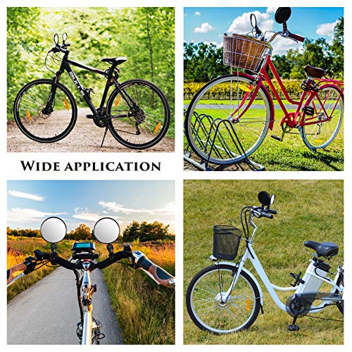 2 Pcs Bicycle Rearview Mirrors Adjustable 360° Rotatable Handlebar Wide Angle Convex Safety