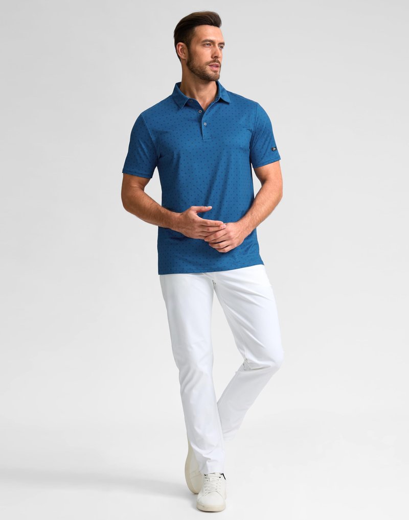 Obla Mens Golf Polo Shirts Short Sleeve Dry Fit Performance Moisture Wicking Casual Print Collared Golf Shirts for Men(Blue Circle_XXXL)