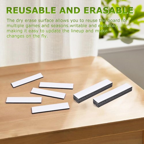 ELEGICKLIP 30 Pcs Magnetic Strips for Baseball Lineup Board Dugout Organization,0.5 x 2.35 Inch Versatile Magnetic Name Lineup Tabs for Easy Team Organization