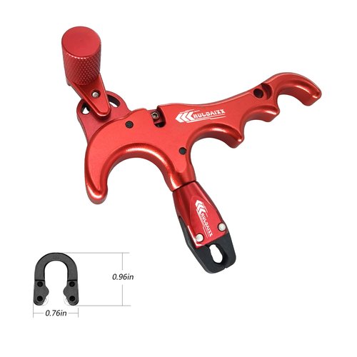 xxiaojun Compound Bow Aid Releaser and D Loop Rope,Adjustable Can Rotate 360° Thumb Release Bow Aluminum Alloy Aids,Archery Release Aids (4 Fingers - Bow Release -Red)